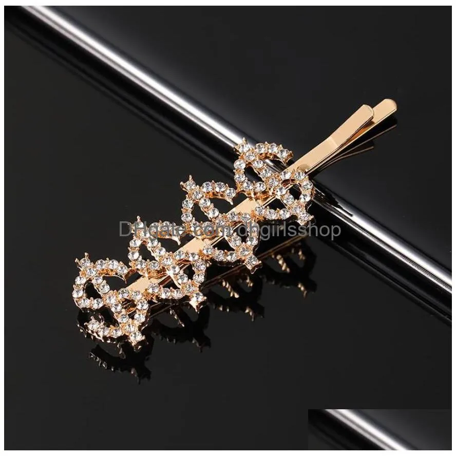 hairpins crystal shiny rhinestones word letters hair clips women styling tool hairpins diamond jewelry hair accessories for women