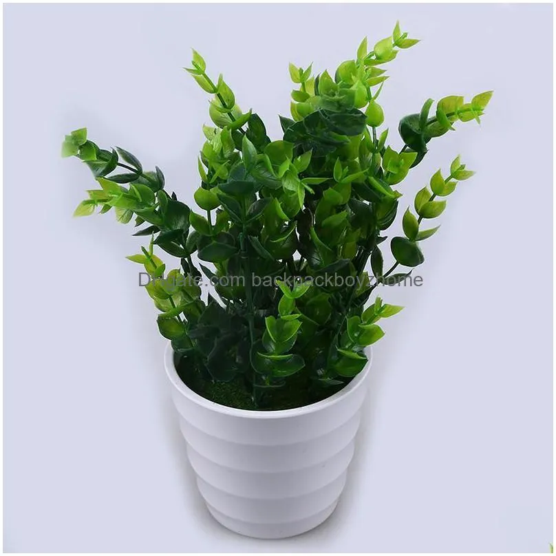 decorative flowers wreaths 1pc artificial eucalyptus plant bonsai plastic tree pot fake leaves potted ornament for home decoration el