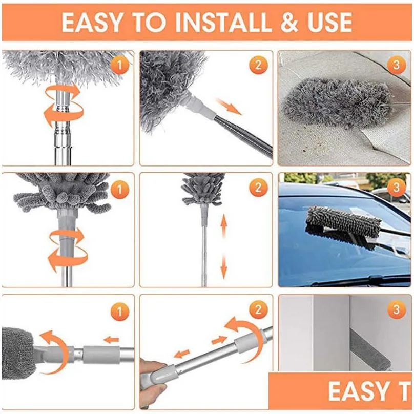  microfiber duster extendable duster cleaner brush telescopic catcher mites gap dust removal dusters home cleaning tools 1.4/2.5m