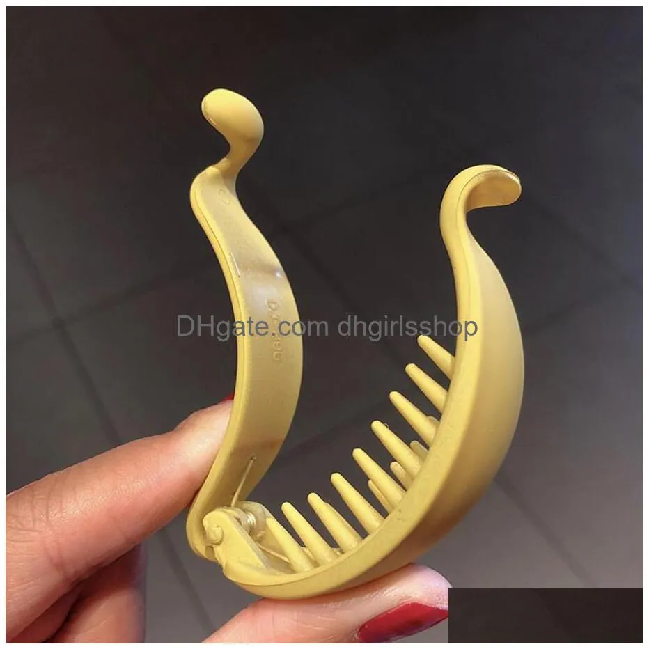 candy colors banana shape hair claws clamps women matte hairs clips hairpins frosted ponytail clip styling tool hair accessories