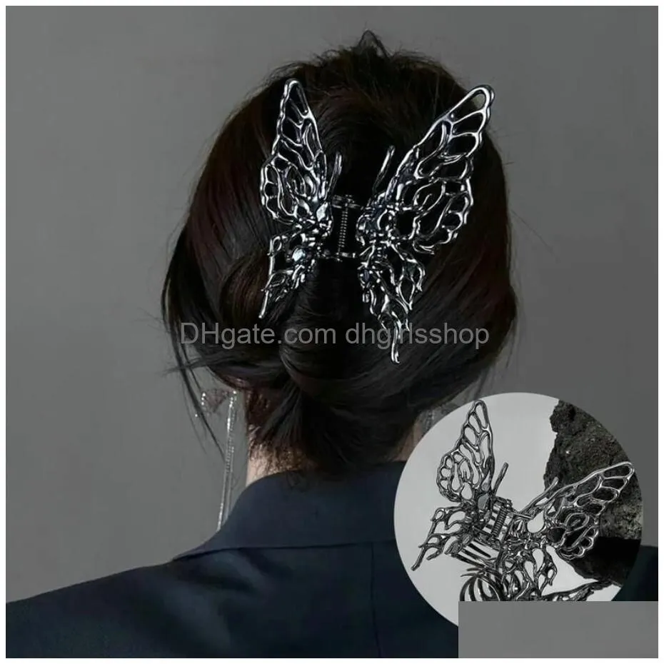 butterfly large metal hair claw clips irregular hairpins punk style claws barrettes women vintage jaw clip hair accessories