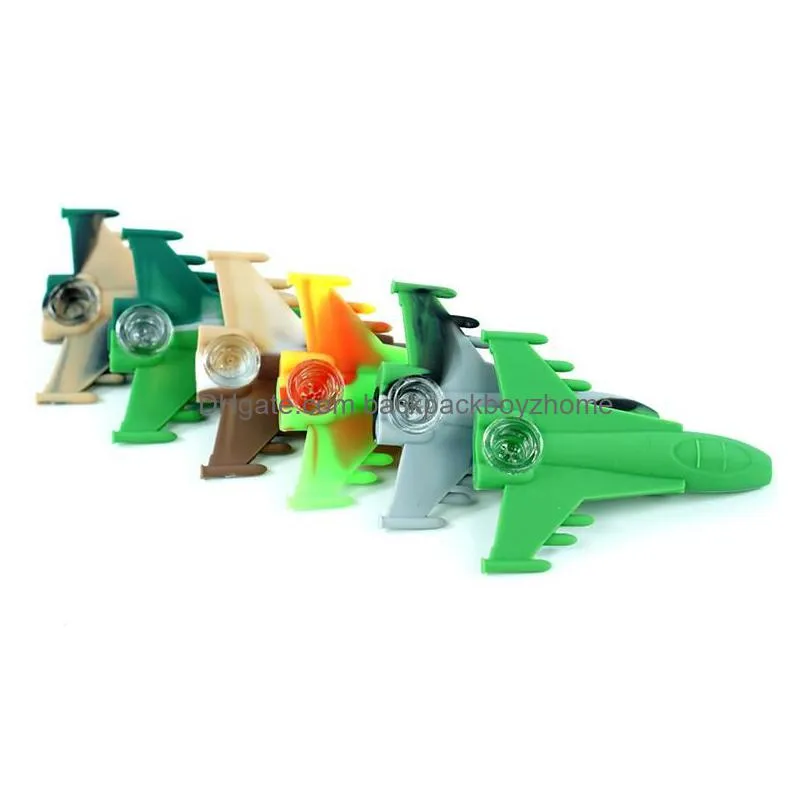 camouflage aircraft pipes smoking pipe colorful silicone water piping for tobacco dry herb unbreakable ups ship