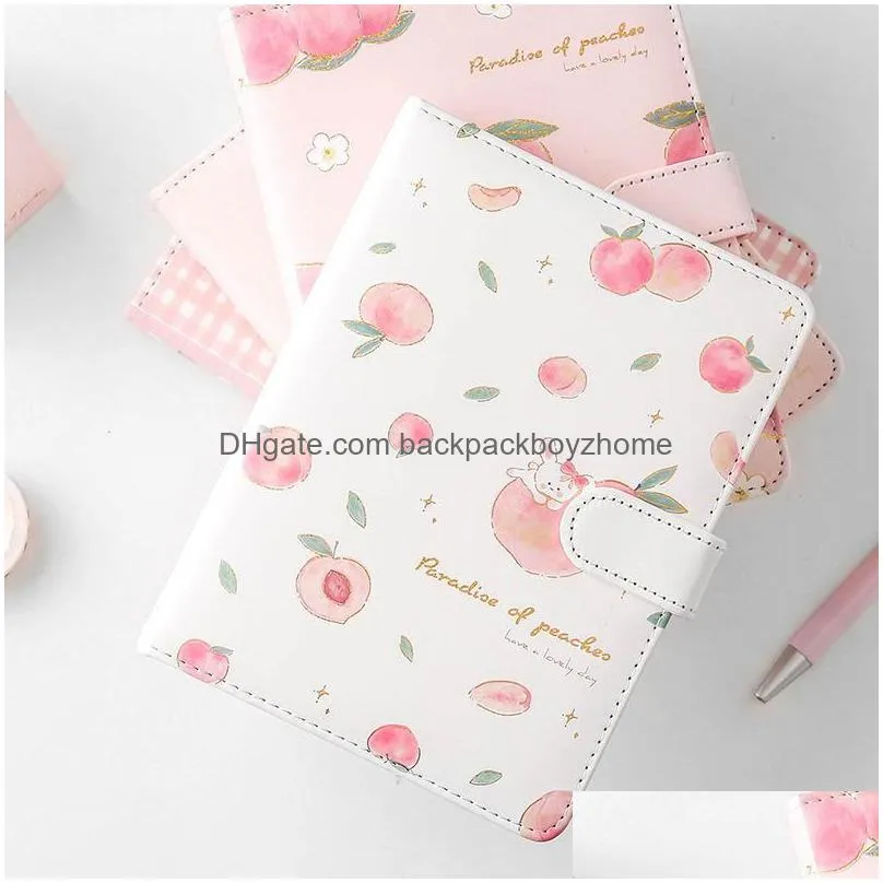 cute pu leather peaches schedule notebooks diary weekly planner notebook school office supplies kawaii stationery