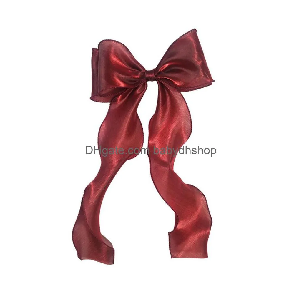 girls mermaid giltter big ribbon bow hair clip for women girls vintage wedding long ribbon korean hairpins barrette hairs accessories