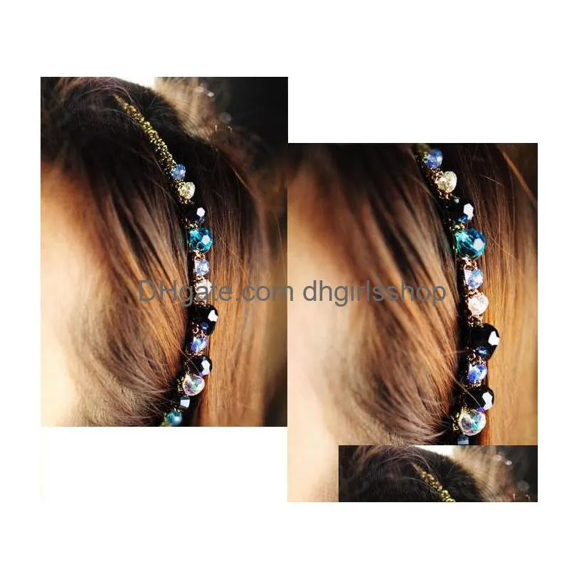  shipping women crystal hair band hair clip hair loop colorful noble crystal headband hairpin jewelry fashion hair accessories