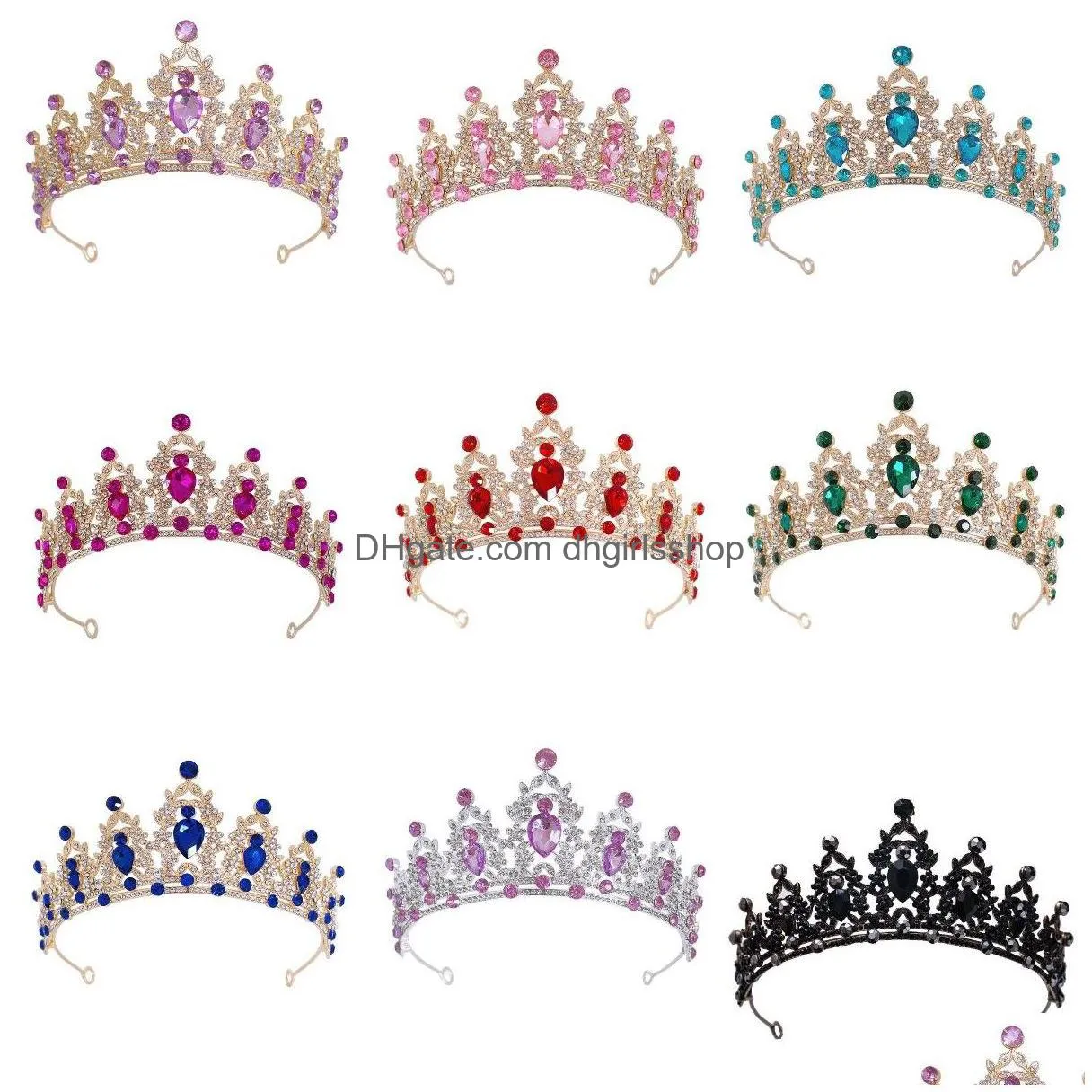 wedding hair tiara crystal bridal crown gold color diadem veil tiaras wedding hairs accessories headpieces head jewelry