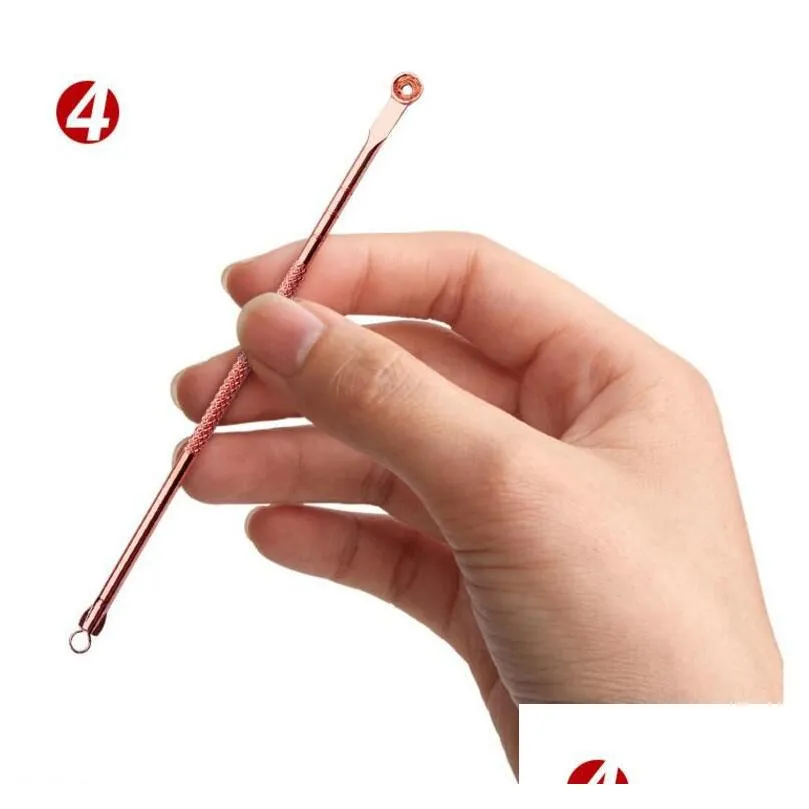 4pcs/set double-ended acne needle blackhead remover tool stainless steel pimple needle facial cleaning beauty tool skin care 