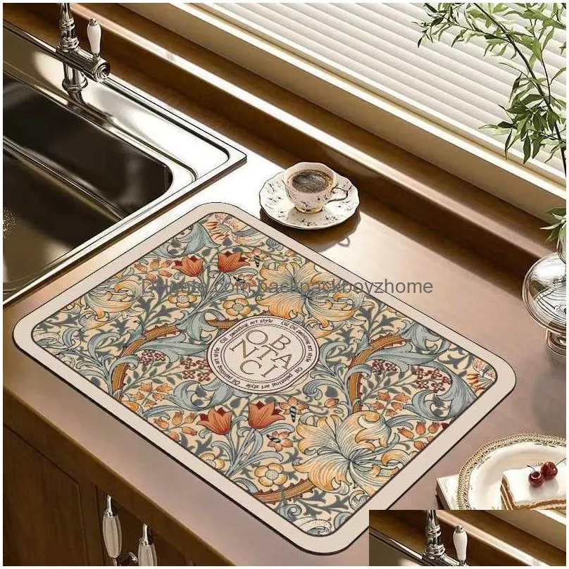 new placemat for dining table absorbent tableware mats dish drying mat drain pad heat resistant counter top mat home decoration