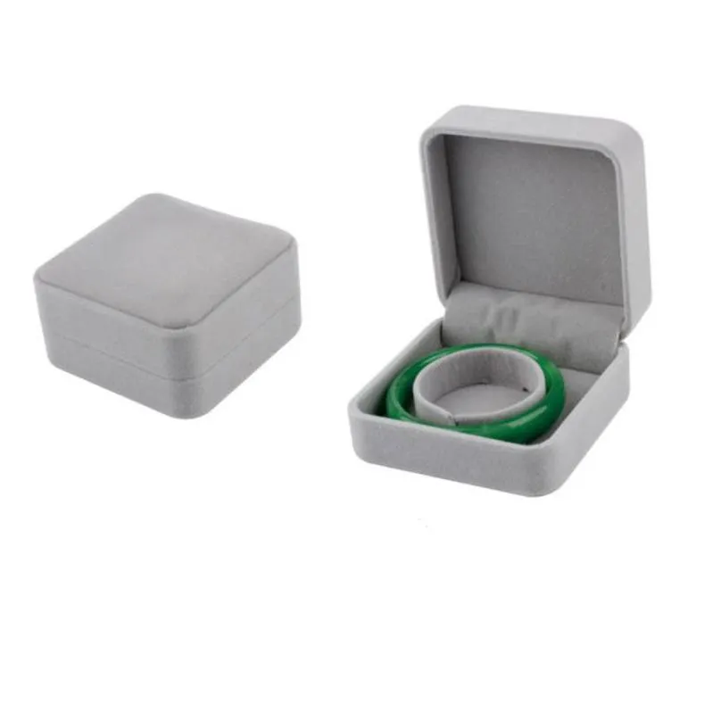 square shape gray color velvet jewelry display boxes packaging holder for pendant necklaces bracelets ring earring case