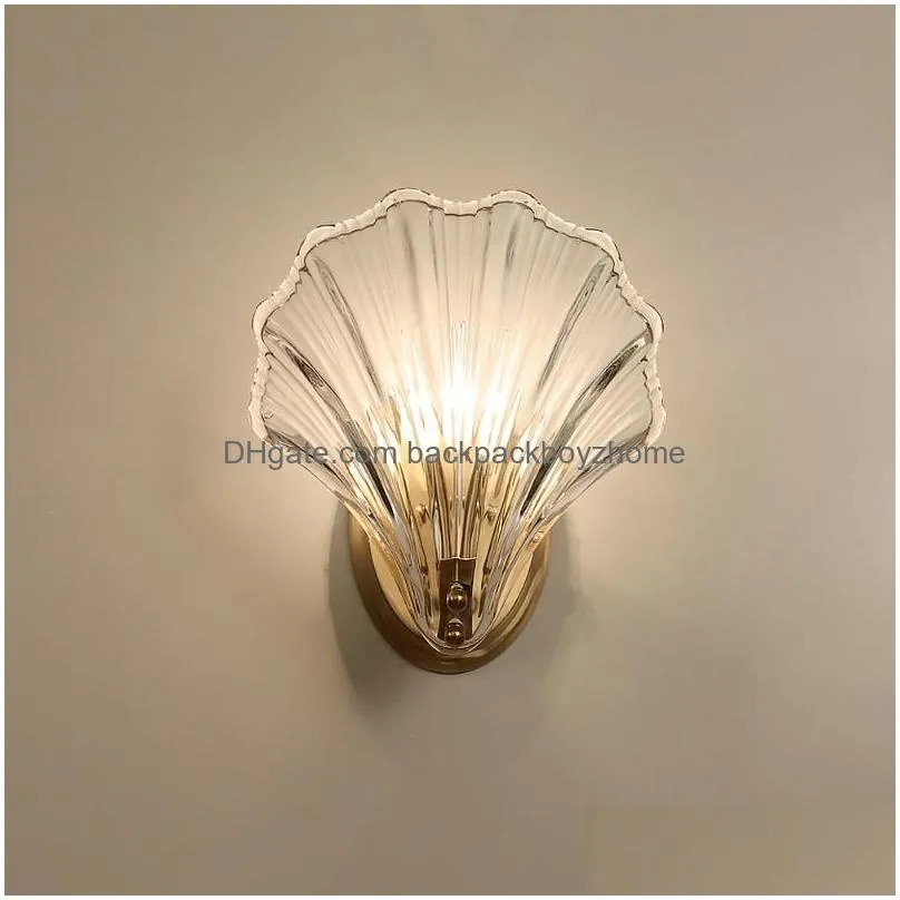wall lamp 2021 luxury crystal glass shell gold lights bulbs led light bedroom living room indoor lighting fixtures1