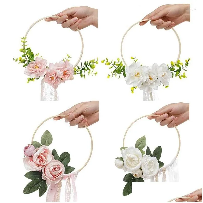decorative flowers 1pc round dress accessories bridal bouquet wedding european style artificial flower simulation wreath handmade diy