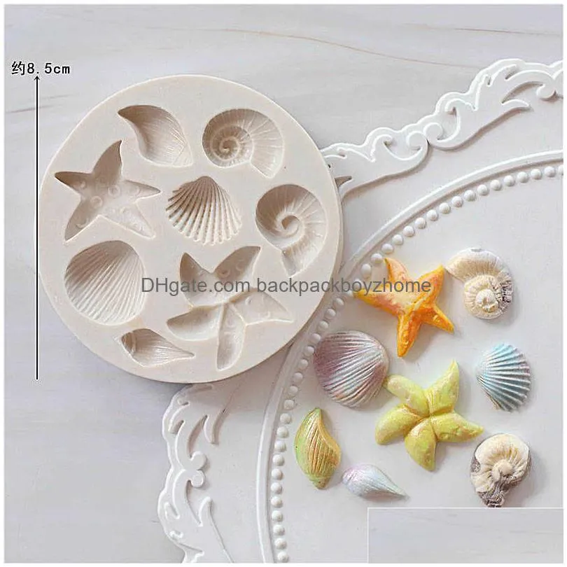 new fish seaweed  cake mold seahorse shell mould starfish mermaid cake border fondant for kitchen baking decoration molds