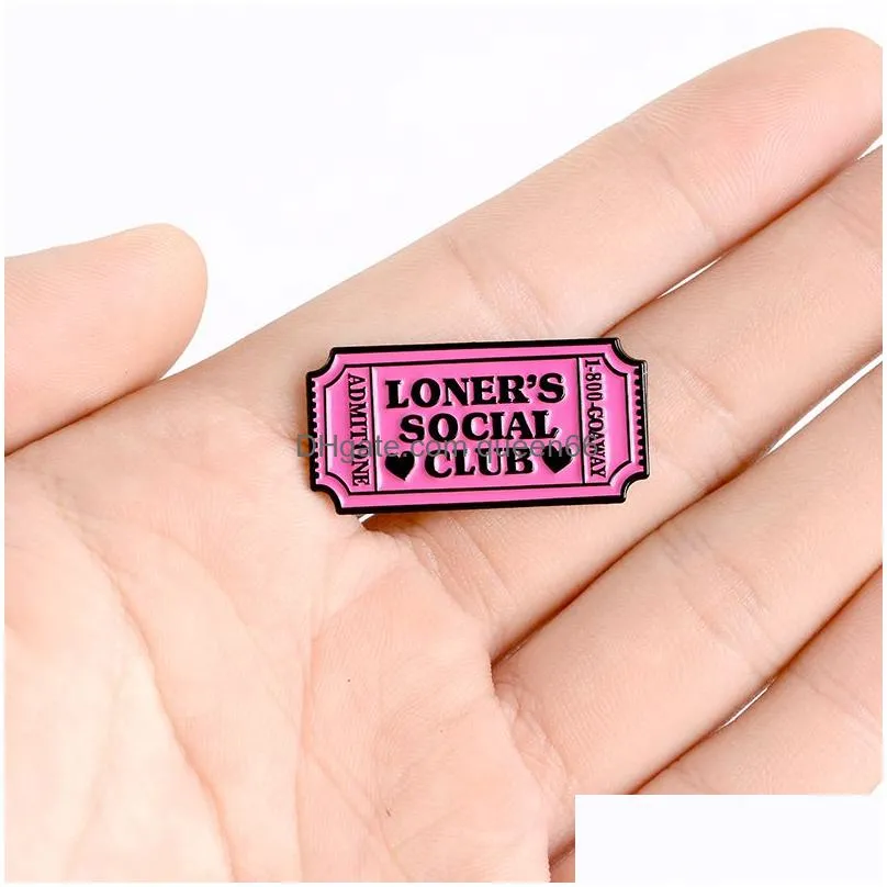 brooch with loners social club button badge cartoon jewelry gift for friends who is more lonely