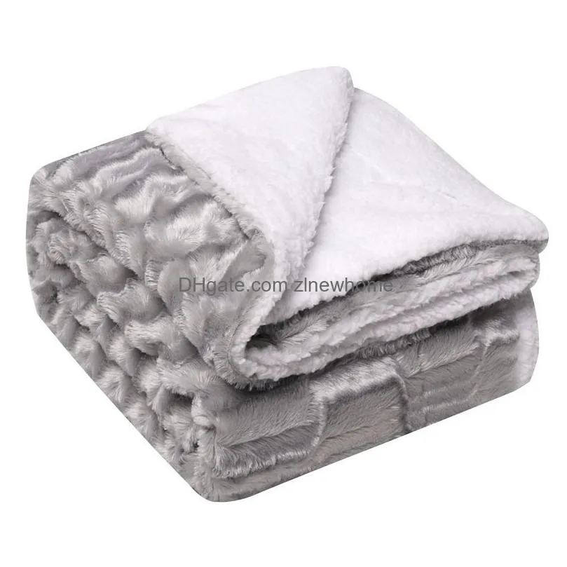 thickened double layer cashmere blanket imitation fur plush back printed tie dyed brushed wool blanket