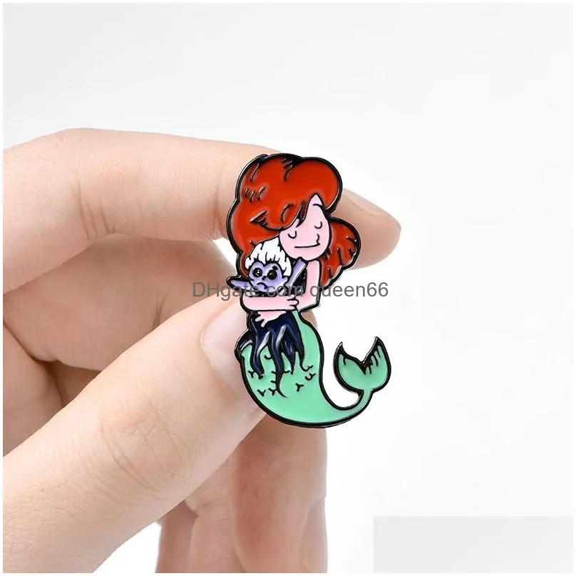 fairy tale mermaid the boy who lived enamel brooches cartoon cute fun pins bades for denim clothes bag fashion jewelry christmas new year gift kids