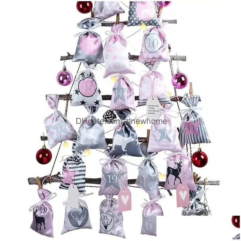 party decoration christmas gift bag set countdown advent calendar candy bag xmas ornament