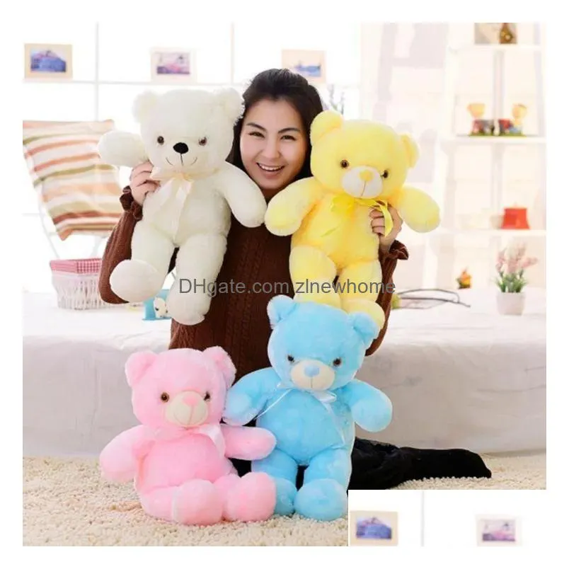 30cm 50cm colorful glowing teddy bear luminous plush toys kawaii light up led stuffed doll kids christmas