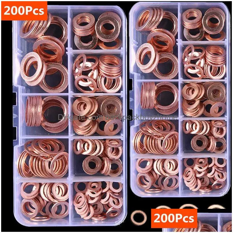 Oil Drain Plug Crush Washer 450 Pcs /Set Oil Drain Plug Crush Aluminum-Gaskets Washer Assortment... O Ring Assortment Kit - Foto 7