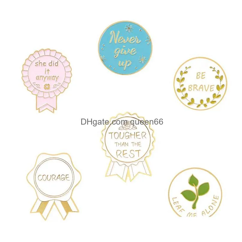 brave badge enamel pins encourage quote button bag hat backpack brooch lapel pin gifts for women girls plant lady