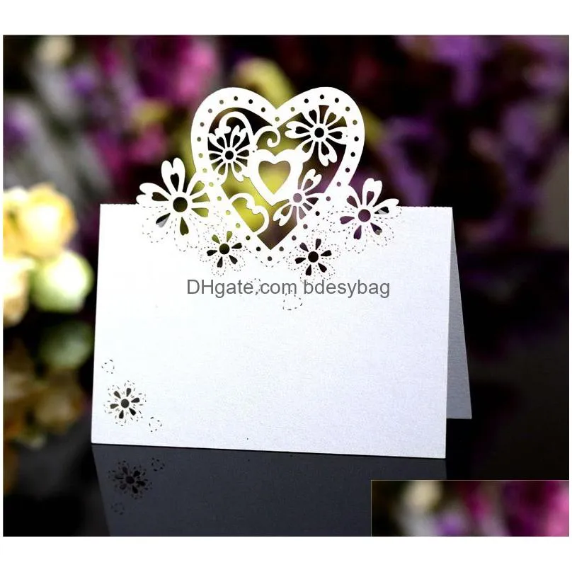 number name seat card heart-shaped hollow wedding party reception table place cards