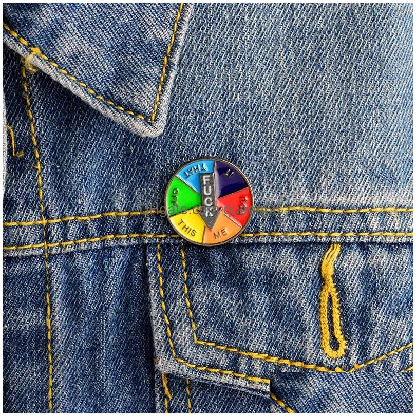 spinning decision enamel brooches pin lapel badges backpack hats funny accessories
