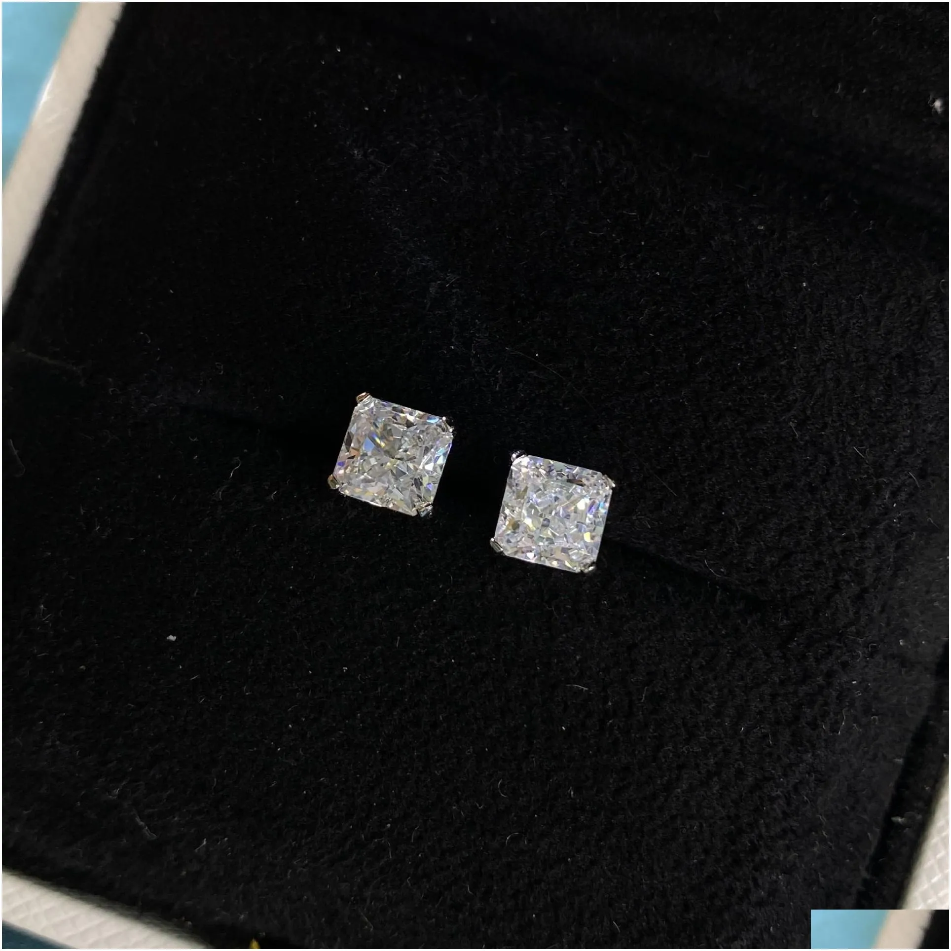 flower cut 2ct diamond stud earring 100% real 925 sterling silver jewelry promise engagement wedding earrings for women men