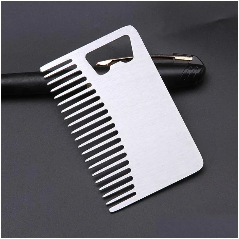  professional card style mens mustache comb beer openers anti static stainless steel comb bottle opener