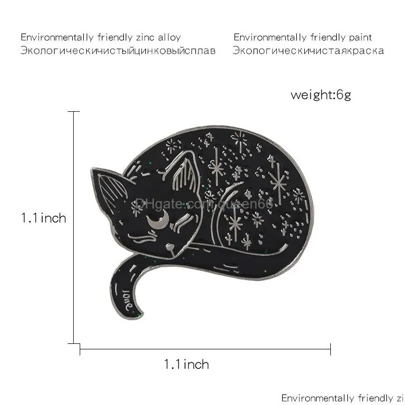 cat enamel pin black animal denim brooch well-behaved quiet rolled up body fell asleep badge lapel coat jewelry