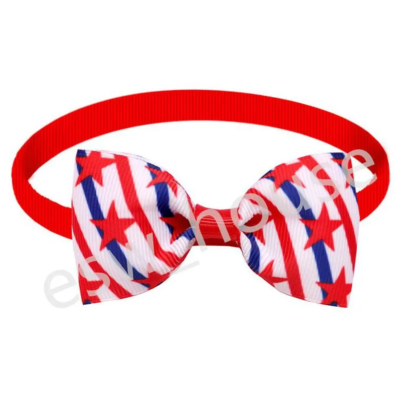 dog apparel accessory 12 designs independence day pet bow tie patriotic cat dog adjustable star and stripes collar 4th of july small pets