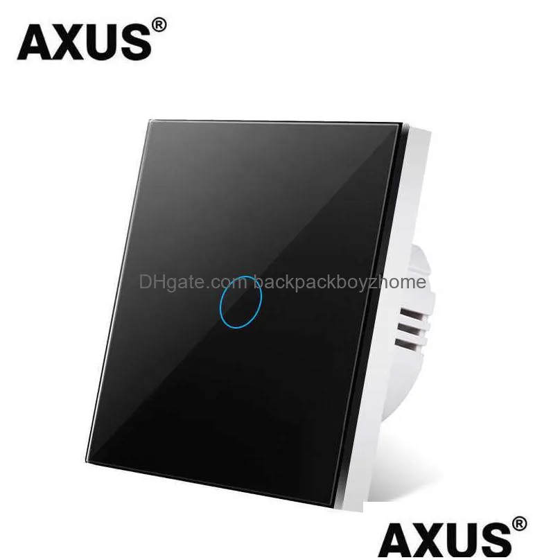 new axus eu touch switch ac100-240v led backlight panel tempered crystal glass wall light sensory switches 1/2/3 gang interruttore