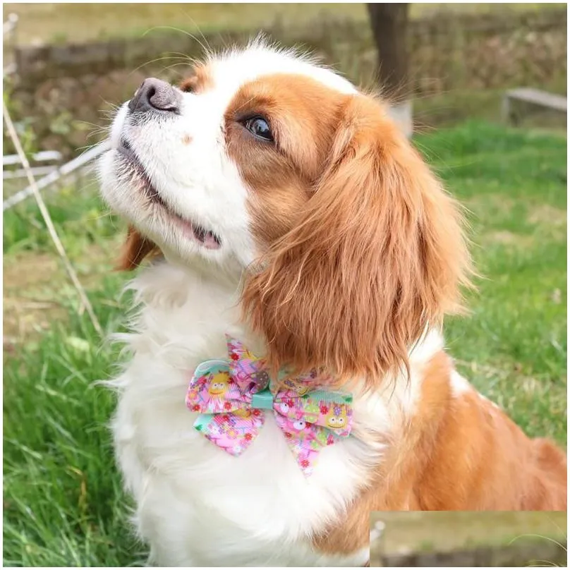 2022 new dog apparel 60pcs/ pet puppy cat cute bow ties adjustable easter eggs / pattern bowties collar accessory supplies