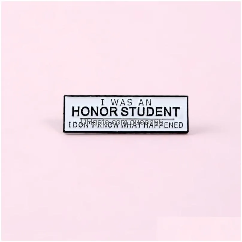 lapel pin rectangle entry honor student enamel brooch clothes bag badge cartoon jewelry gift for honest students