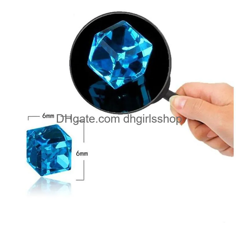 colorful diamond crystal magnetic earrings water cube health magnet colorful crystal non-pierced earrings for women jewelry 9 colors
