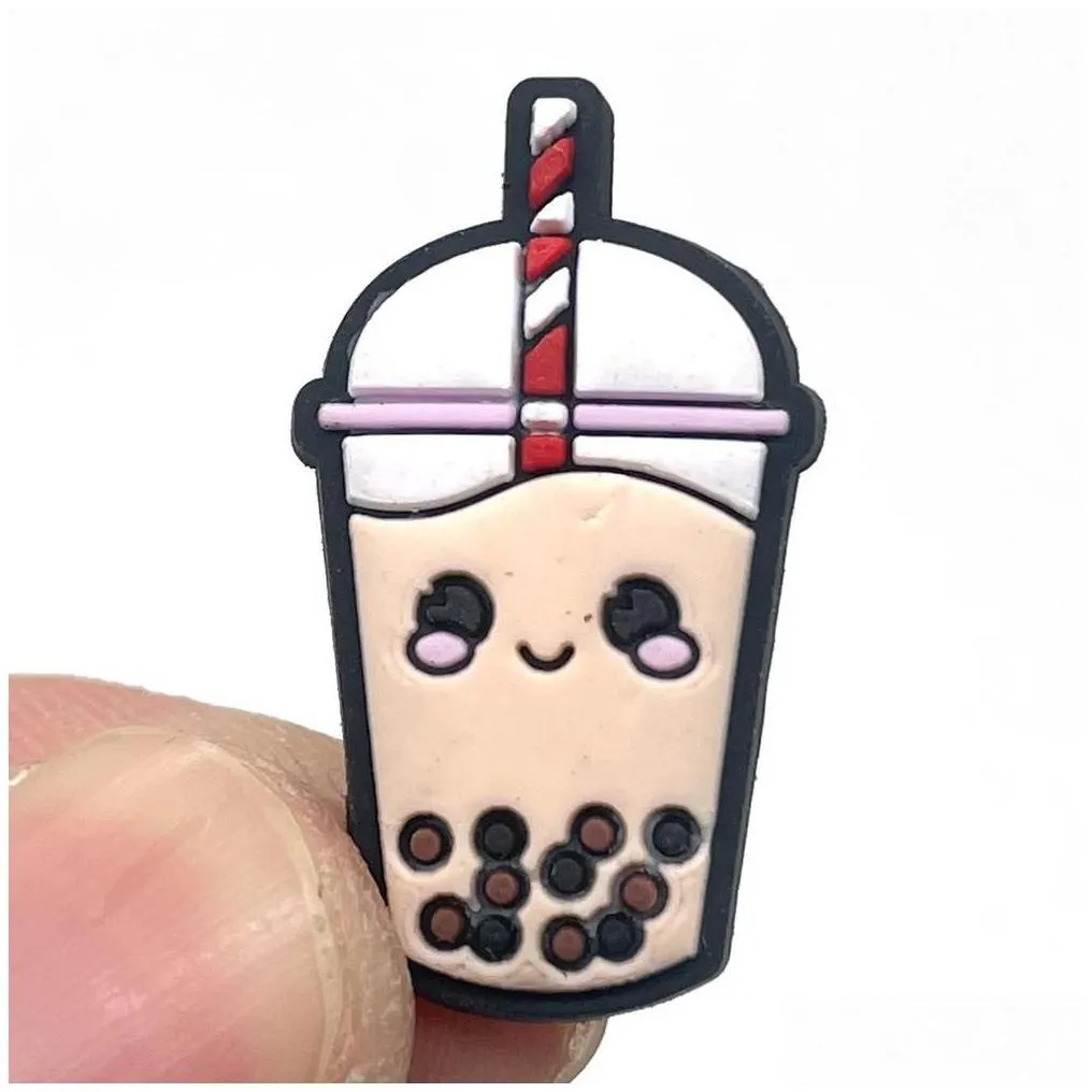 Shoe Parts Accessories 1000Pcs Pvc Milk Tea Decoration Buckle For clog Charms Clog Pins Jibitz Drop Delivery Shoes Dhj9Z