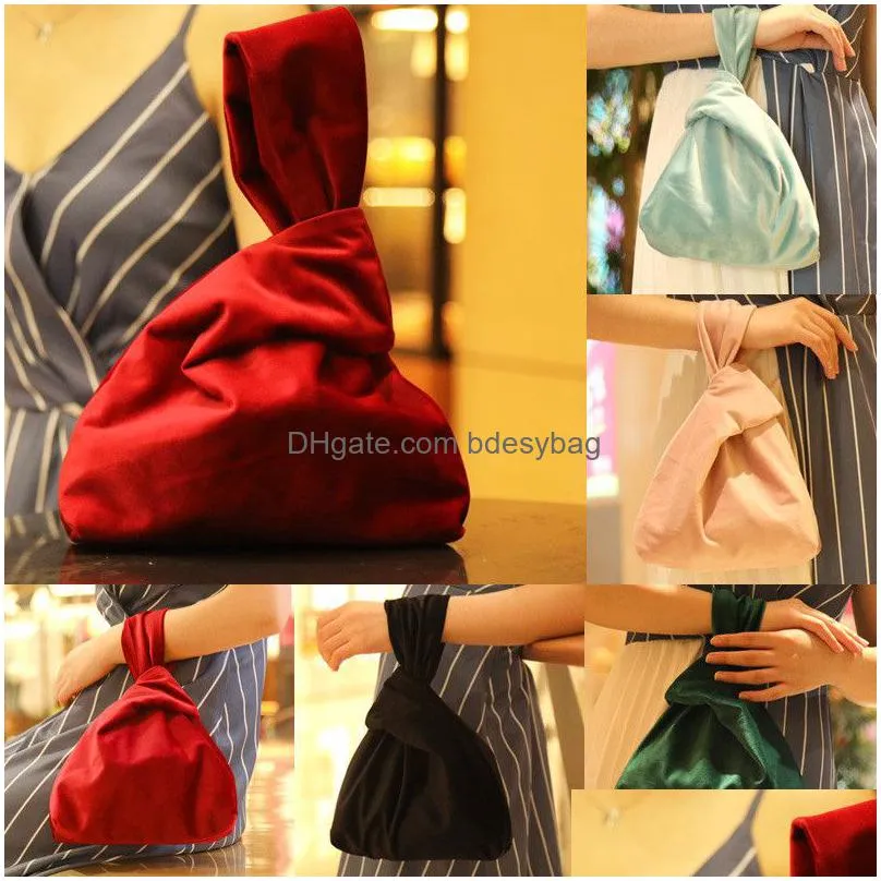 vintage wrist bag japanese style velvet wrist bag women travel purse pouch velvet bags makeup tools storage bags