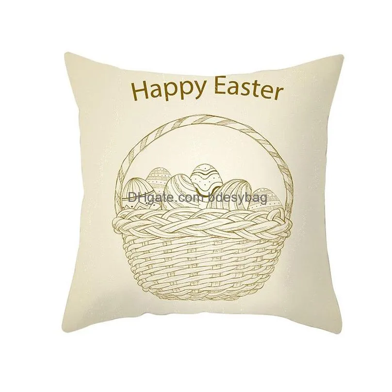 easter pillow case sofa throw pillow case bunny rabbit single-sided digital printed pillow case sofa car cushion covers 40 styles