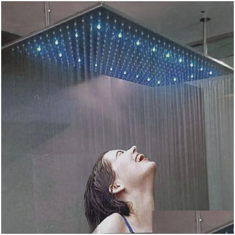 no need battery 24x31 inches colorful led shower head sprinkler temperature control 3 color changing bateroom led lighting faucet