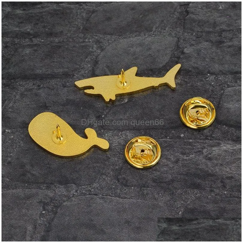 shark and whale pin animal brooches cute tiny lapel pins men women brooches backpack hats accessories
