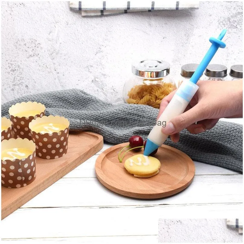 silicone food writing pen food grade silicone chocolate pen 4-head writing decorating pen cream cake baking decorating tool