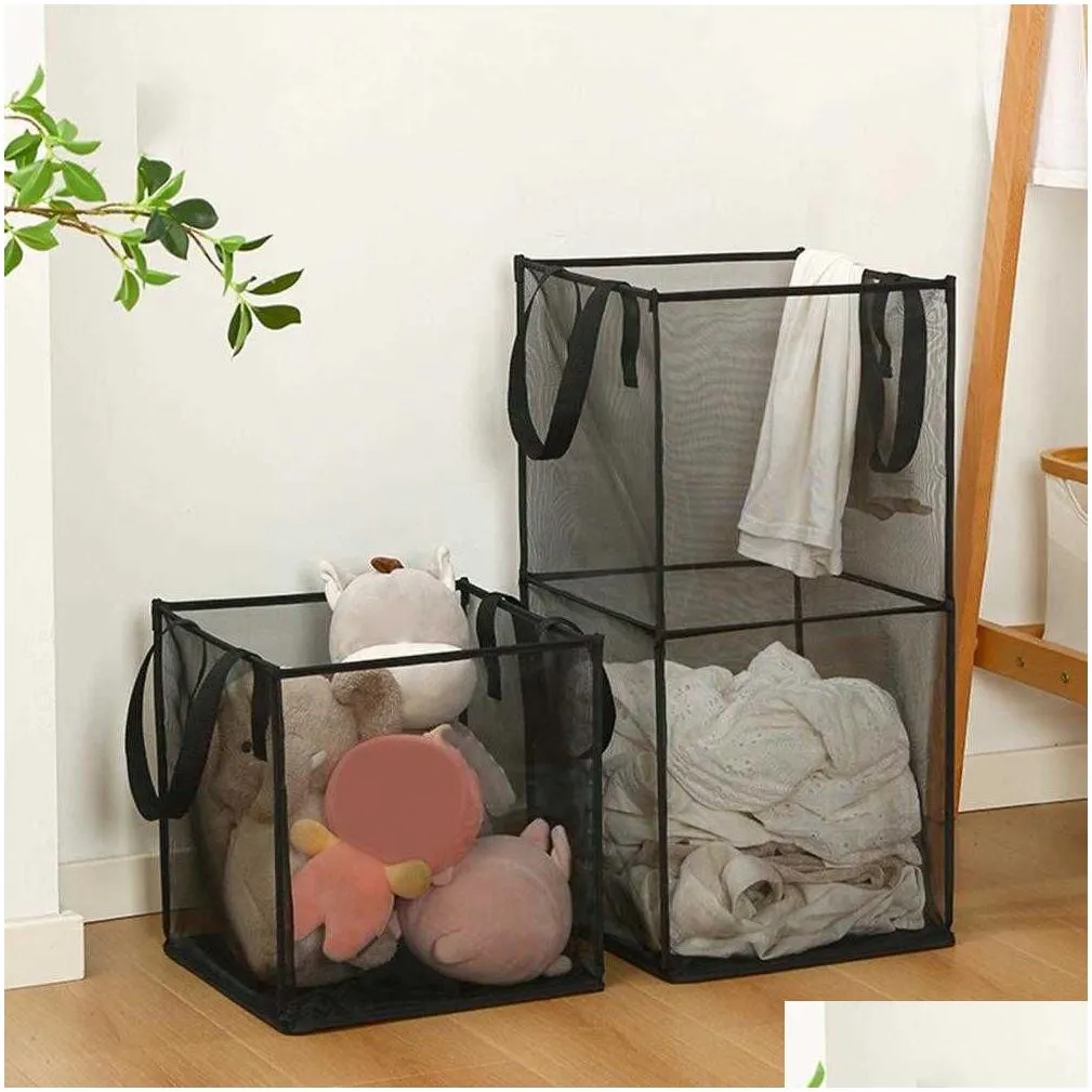 storage baskets useful laundry organizer lightweight laundry hamper fine mesh multi-purpose folding dirty clothes storage basket keep tidy