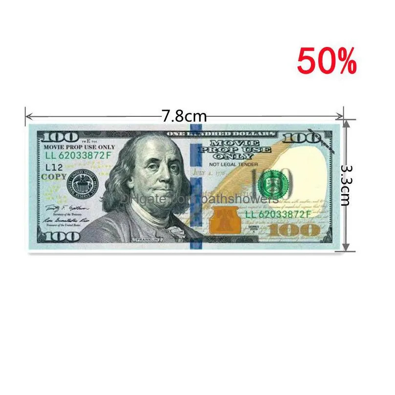 50% size copy money prop dollar 1 2 5 10 20 50 100 euro 200 500 party supplies fake movie money billets play collection gifts home decoration game token faux