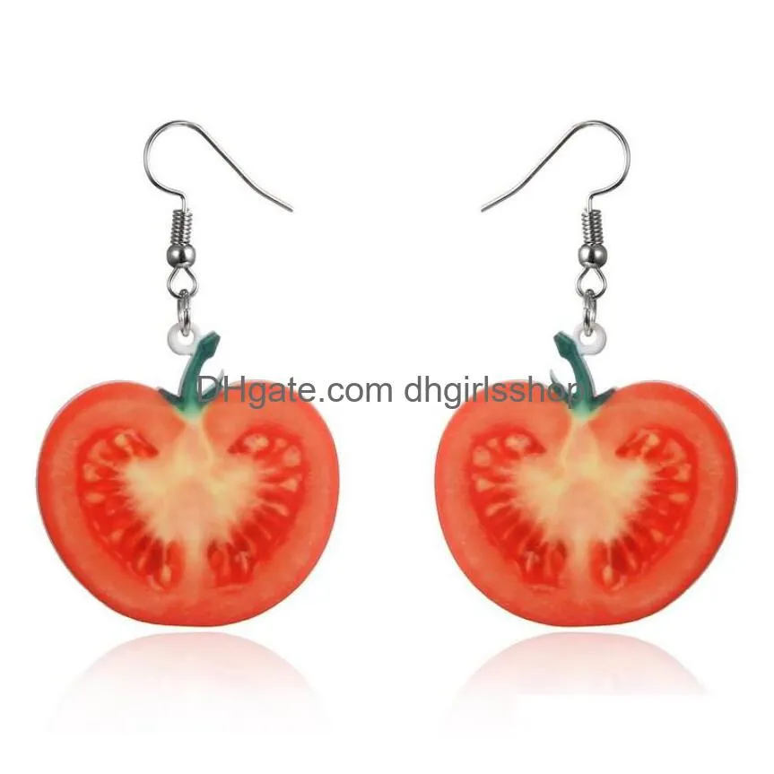 fruit earrings food dangle strawberry drop earrings for women girl female acrylic watermelon earring tomato kiwi orange jewelry gift
