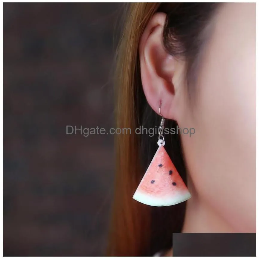 fruit earrings food dangle strawberry drop earrings for women girl female acrylic watermelon earring tomato kiwi orange jewelry gift
