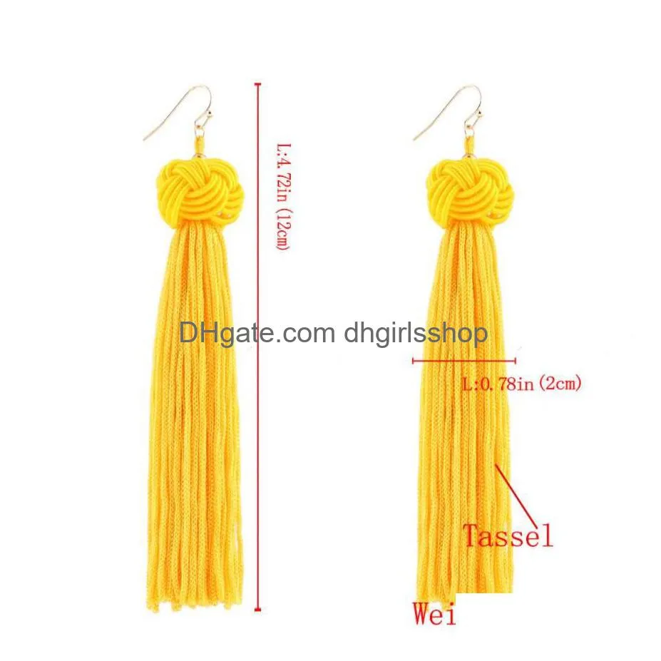 bohemian handmade tassel women earrings long fringe dangle earrings silk fabric rope wrap ethnic vintage 2020 fashion jewelry gift