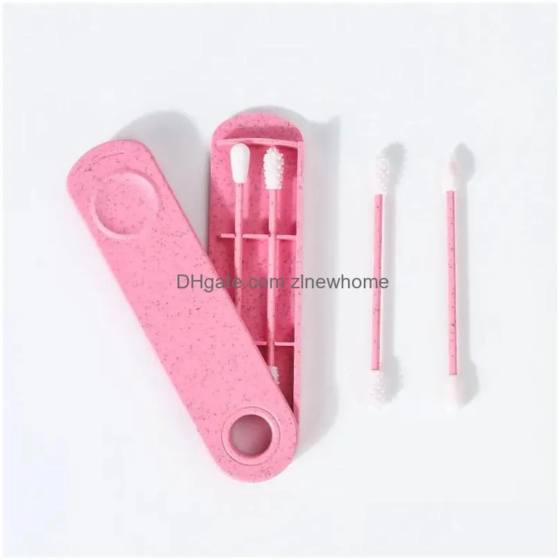 home reusable silicone swab recycling silicone buds swabs sticks with box for ear cleaning cosmetic makeup