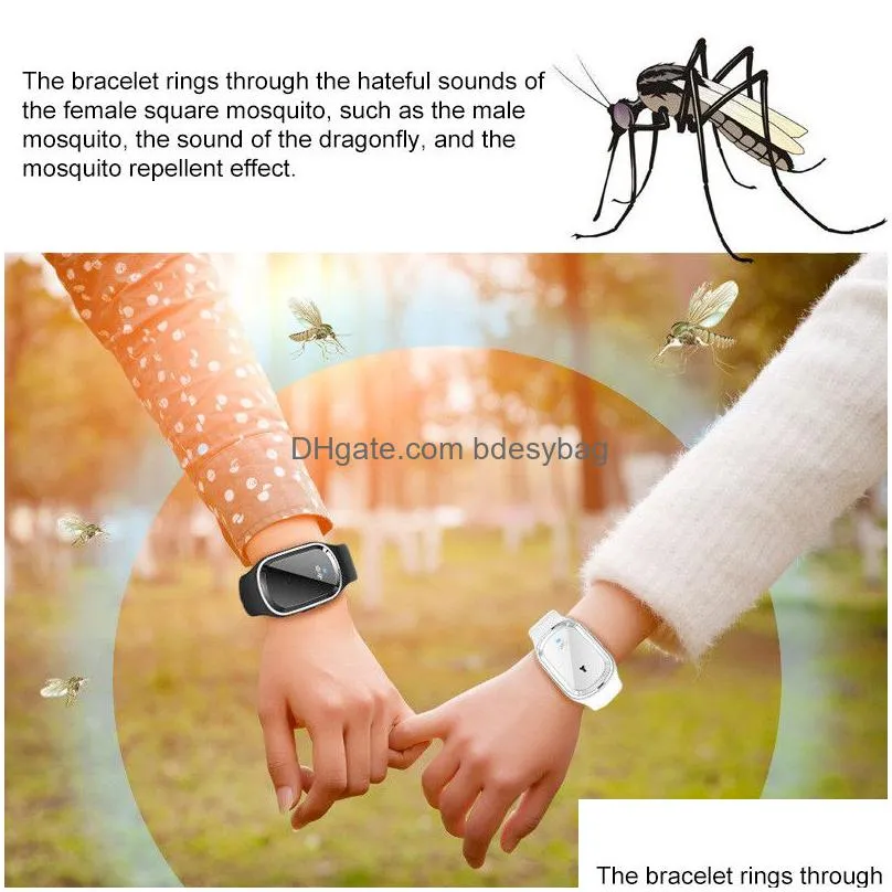 ultrasonic mosquito repellent ultrasonic natural mosquito repellent bracelet waterproof mosquito repellent for kids adult white black