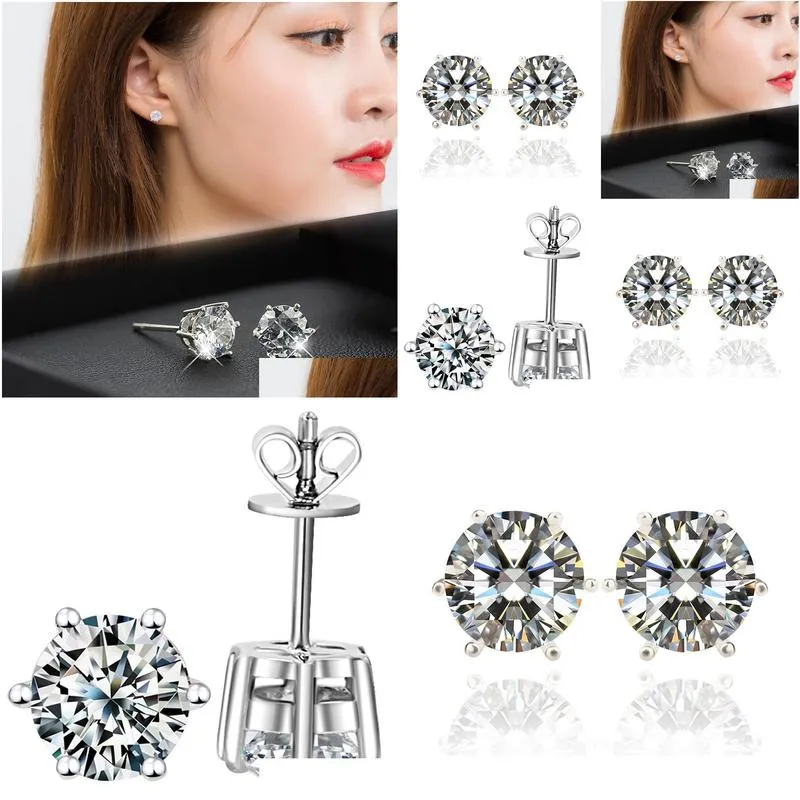 d/f colorful moissanite earrings 9k 14k 18k silver inlaid rmantic snowflake design timeless sparkling stud earrings with certificate