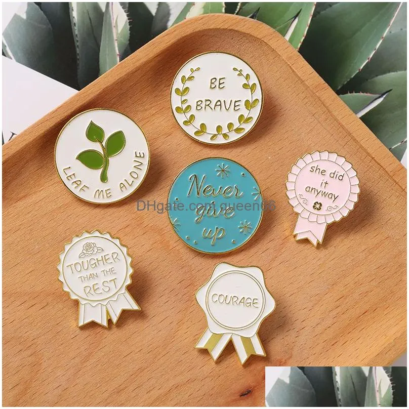 brave badge enamel pins encourage quote button bag hat backpack brooch lapel pin gifts for women girls plant lady
