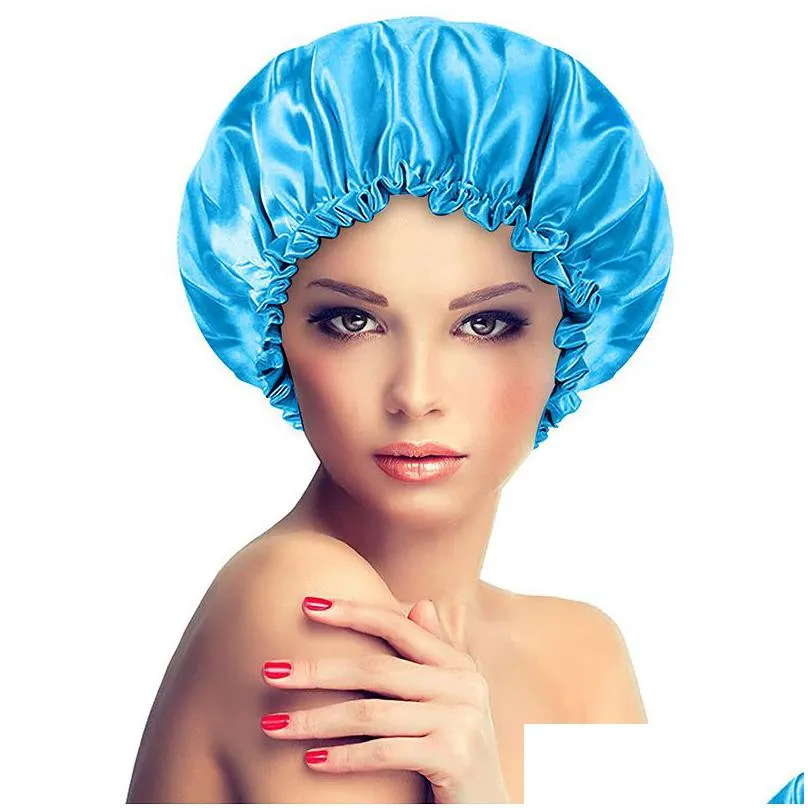 double layer satin bonnet adjust sleep night cap head cover for curly springy hair styling accessories