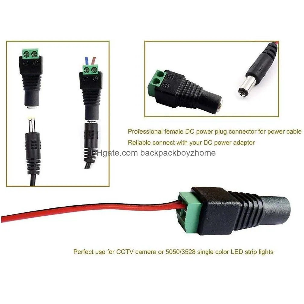 new 5pairs dc 12v male female connectors 2.1x5.5mm power plug adapter jacks sockets connector for signal color led strip cctv camera